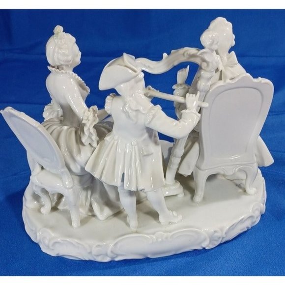 German Blanc De Chine Antique UNTERWEISSBACH Musician Porcelain Sculpture Statue - Picture 7 of 12